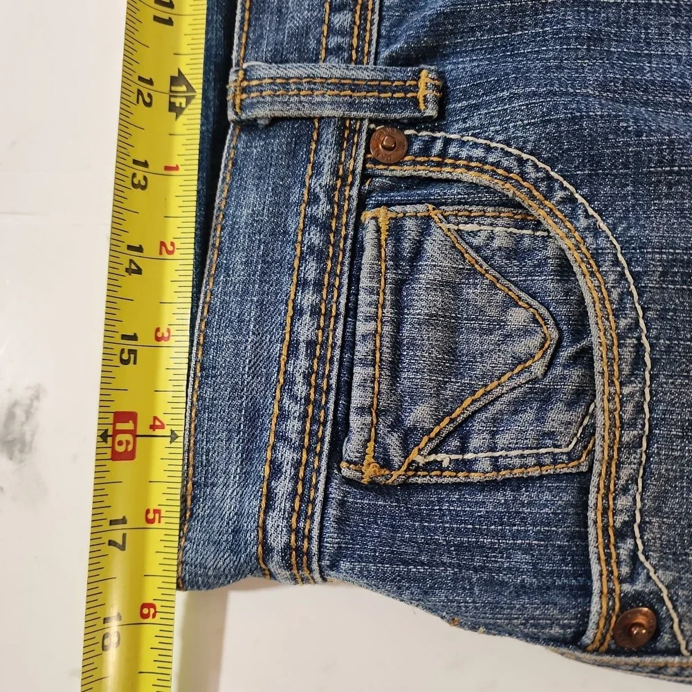 DKNY California Mens Jeans 34x30 Blue Relaxed Straight Flap Pocket Embroidered